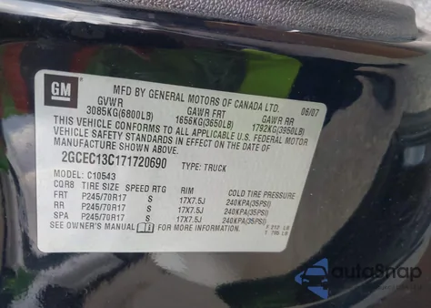 2007 Chevrolet Silverado 1500 Ls из США, поврежденный, VIN 2GCEC13C171720690